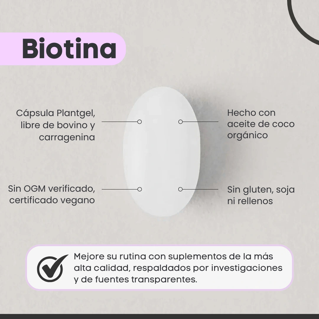 SUPLEMENTO DE BIOTINA -  CABELLO Y PIEL BRILLANTE